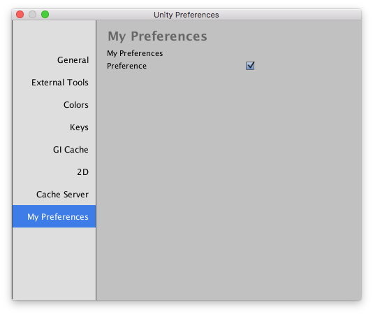 Custom Unity preferences